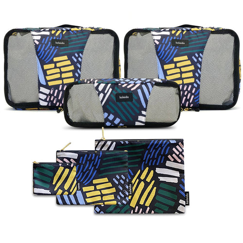 Travel Luggage Organizer - 6 pc - Packing Cubes & Accessory Pouches (Midnight Muse)